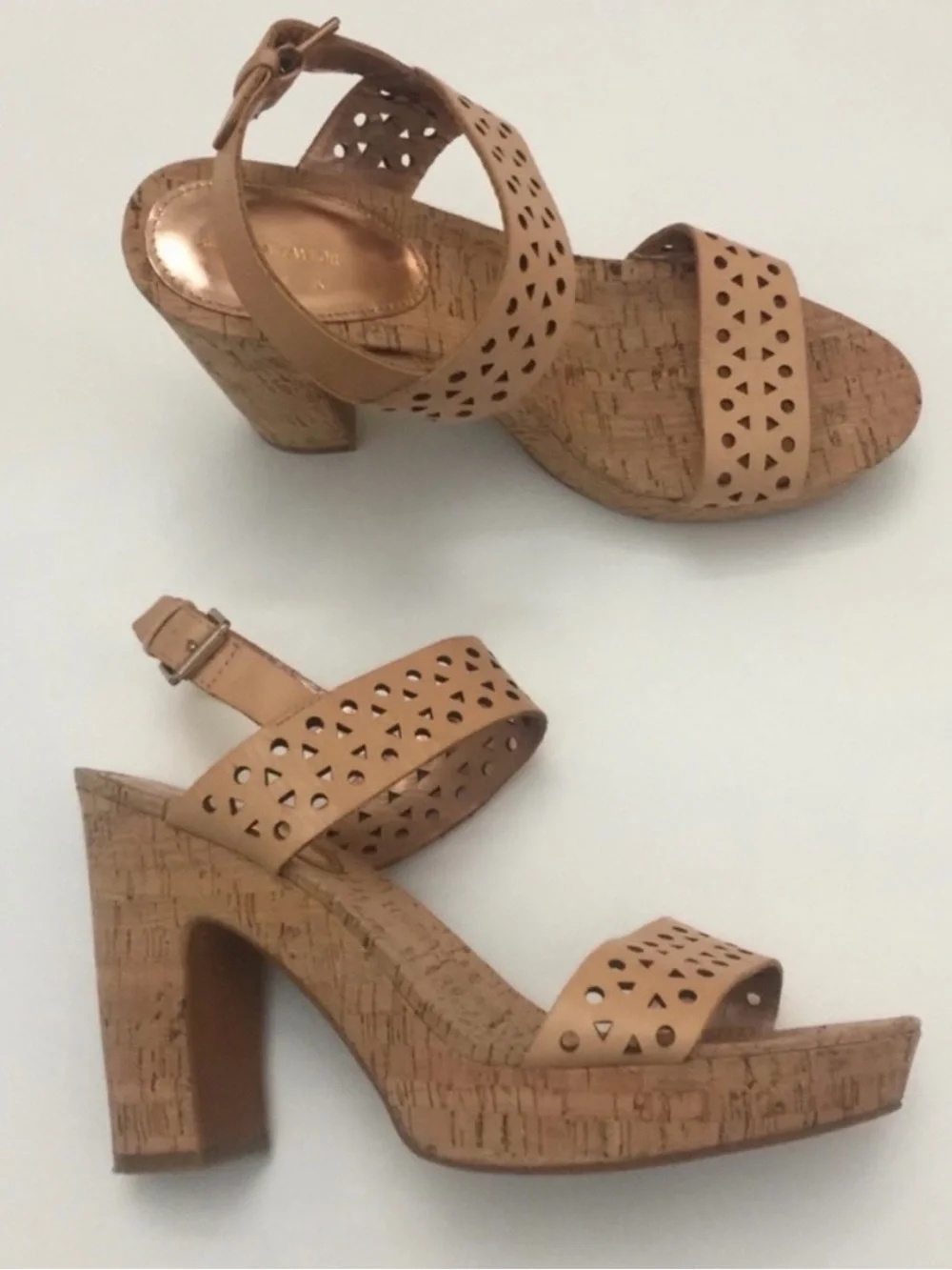 Rebecca Taylor Tan Cork Platform Block Heels